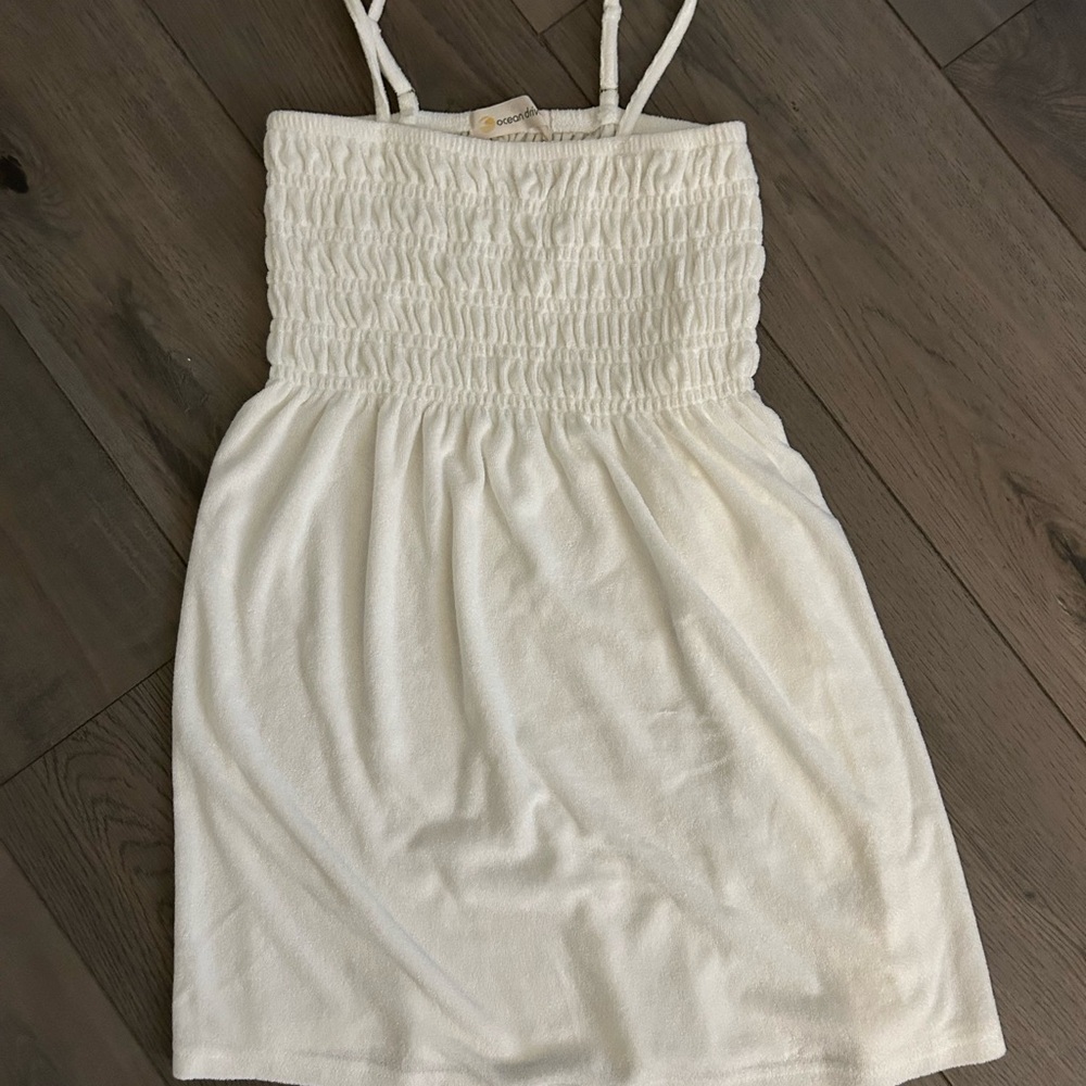Ocean Drive White Casual Pucker Top Dress Adjustable Straps Size Small